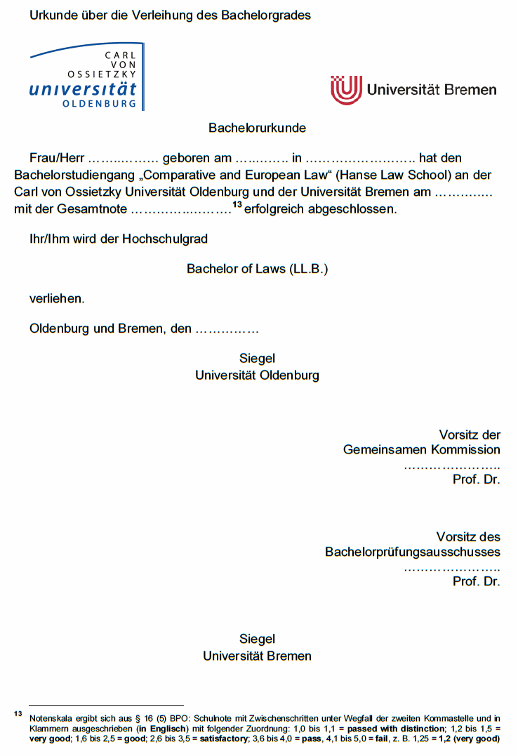Transparenzportal Bremen Prüfungsordnung für den internationalen